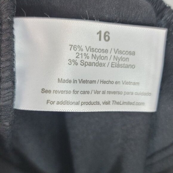 The Limited Flat Front Crop Pants Black Size 16 Zipper Pockets High Rise NWOT - Picture 8 of 9